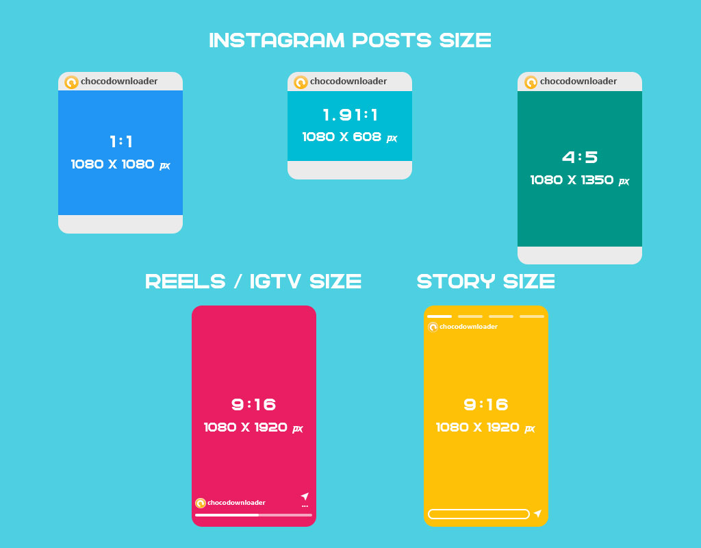 instagram post size story size reel size